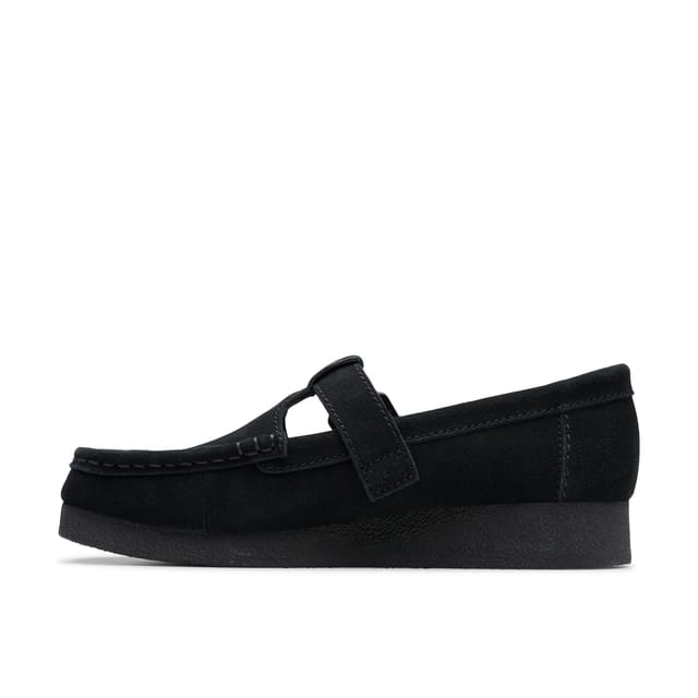 Clarks Clarks Women's Wallabee EVO Bar Black Suede T Bar Shoes, Wallabee - 2