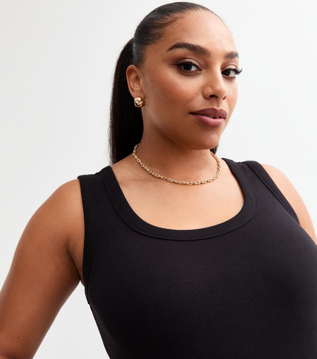 New Look Women's Plus Size Black Wide Strap Scoop Neck Vest Curves New Look - 2