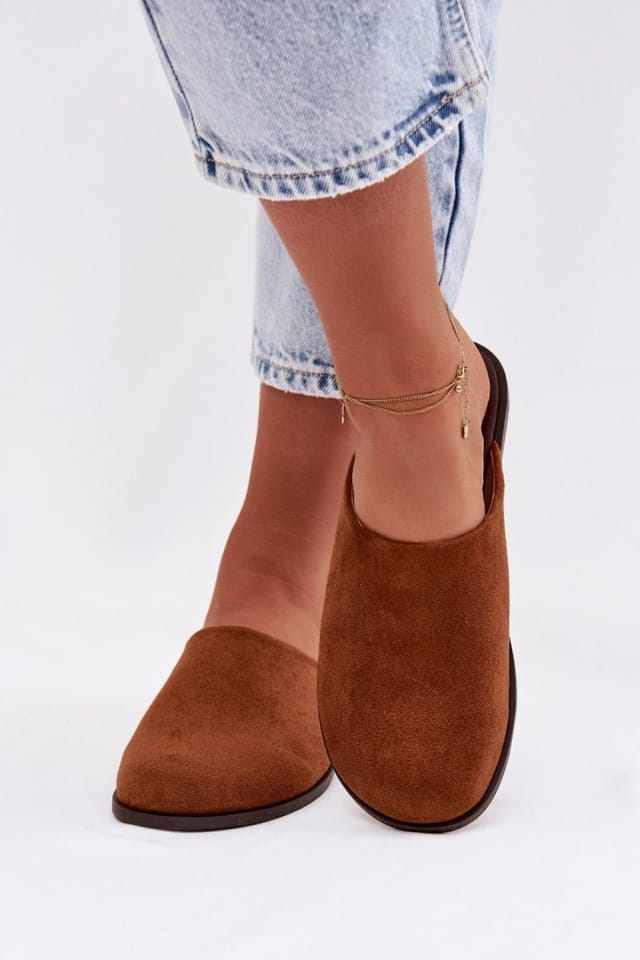 Love Lace Love Lace Women's Classic Suede Flat Slippers with Covered Rounded Toe Everyday in Brown - 3