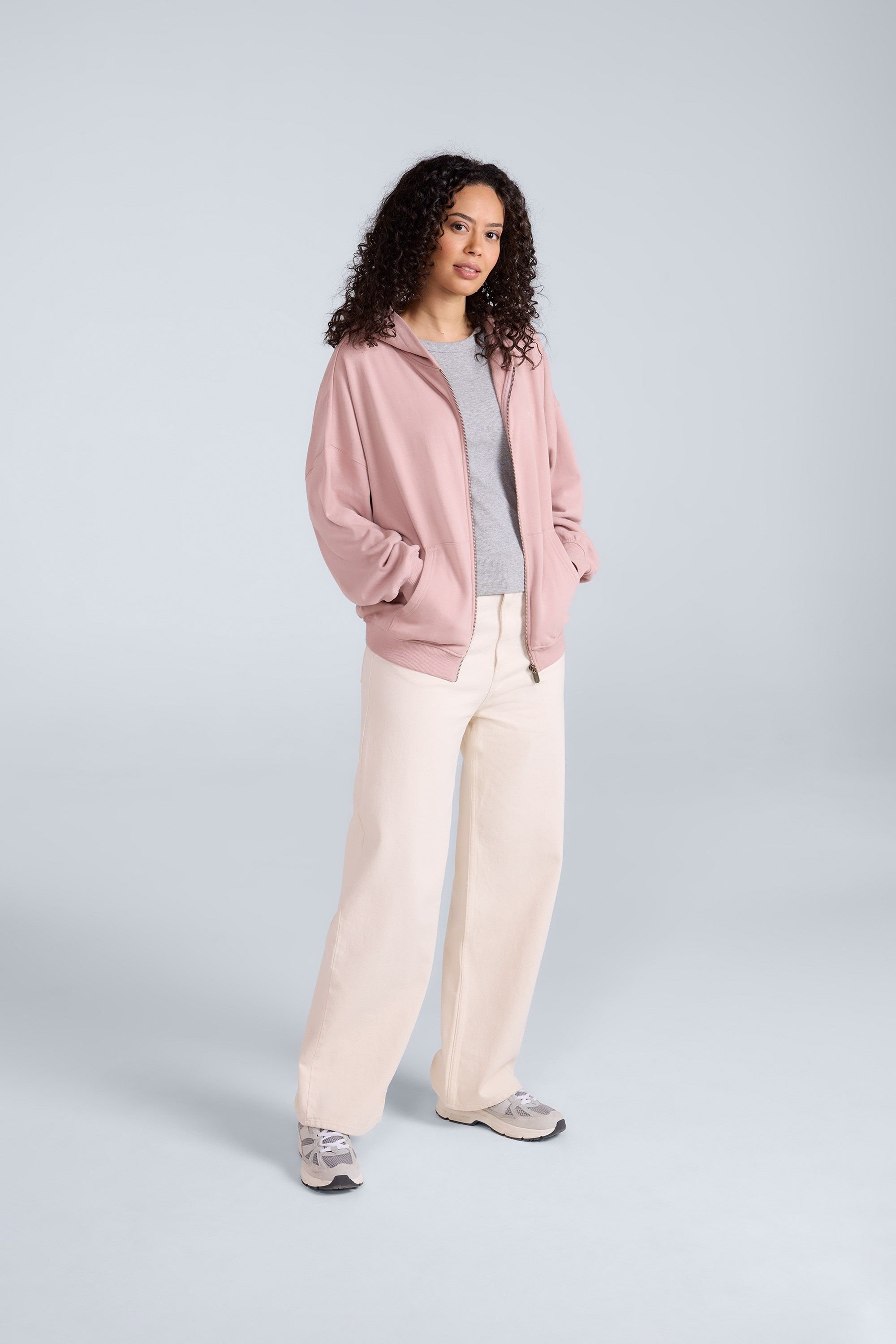 Animal Animal Women's 'Idol' Warm Comfortable Casual 100% Cotton Logo Zip Through Hoodie in Light Pink - 2