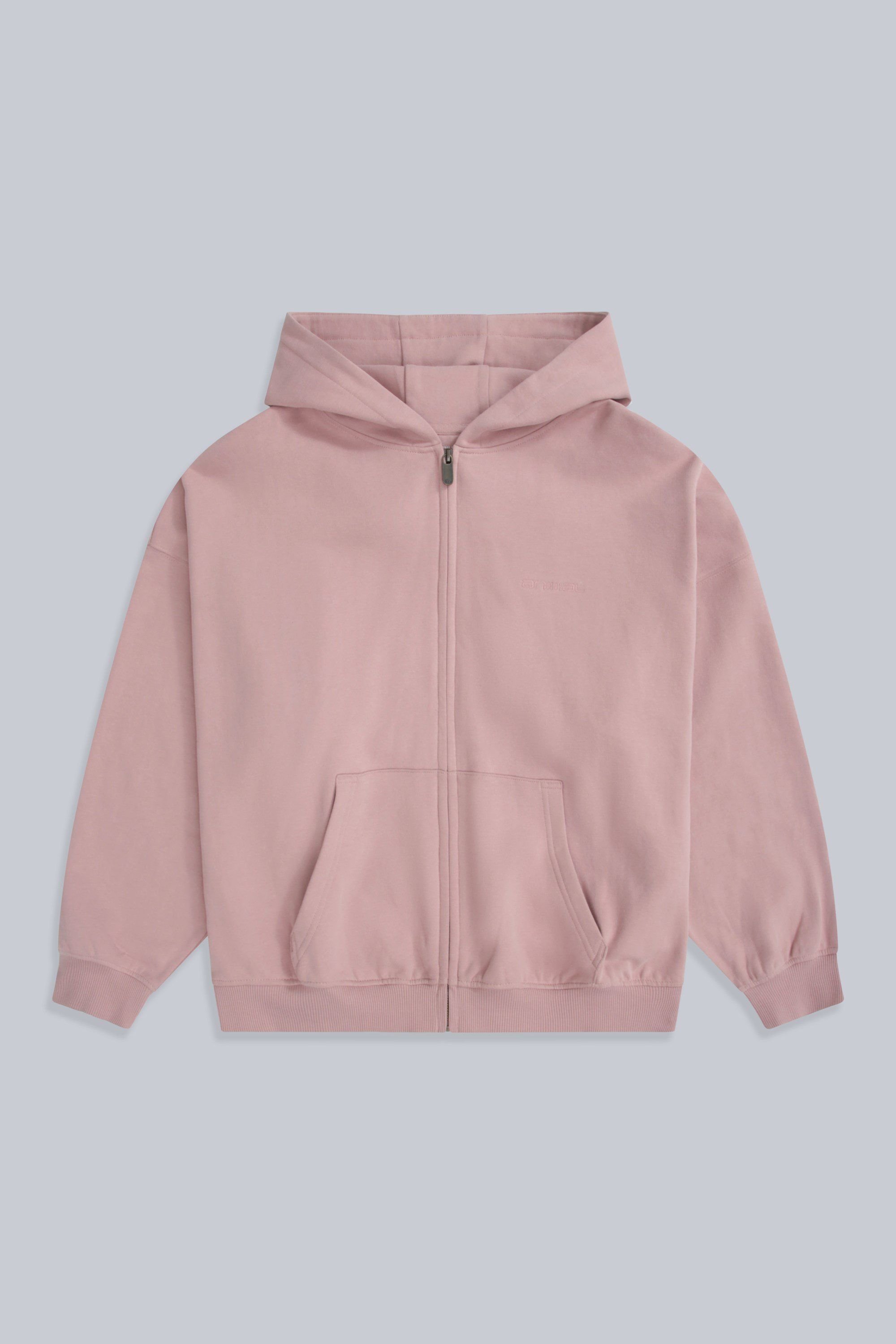 Animal Animal Women's 'Idol' Warm Comfortable Casual 100% Cotton Logo Zip Through Hoodie in Light Pink - 4