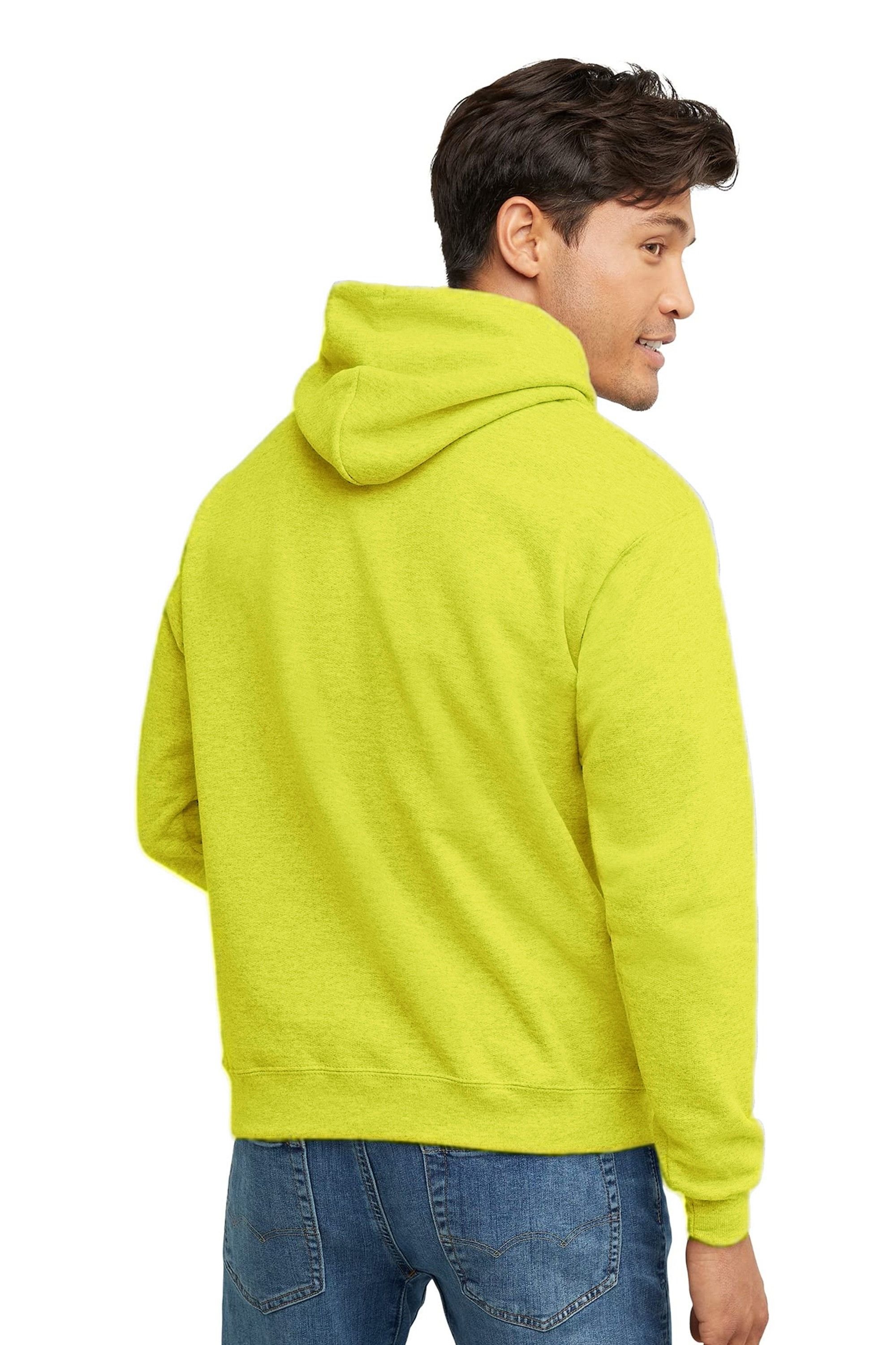 SweetLook SweetLook Men's Men Plain Pullover Poly Cotton Blended Hoodies Uk in Bright Yellow - 2