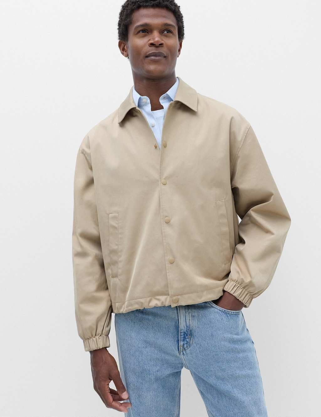Marks & Spencer M&S Cotton Blend Coach Jacket Beige