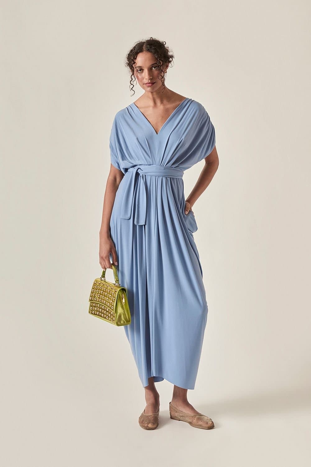 James Lakeland James Lakeland Women's Pale Blue Draped Midi Dress