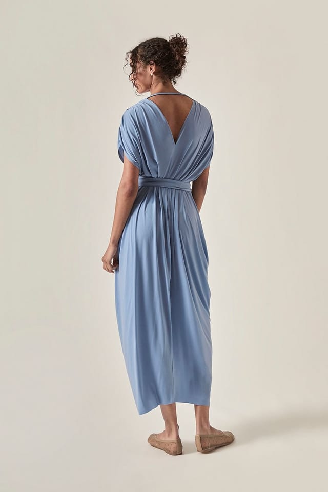 James Lakeland James Lakeland Women's Pale Blue Draped Midi Dress - 2