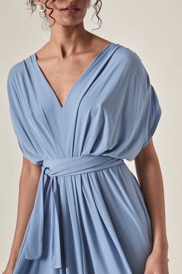 James Lakeland James Lakeland Women's Pale Blue Draped Midi Dress - 3