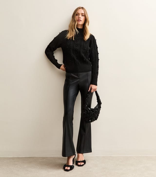 New Look Women's Black Cable Knit Bead Embellished Jumper New Look - 3
