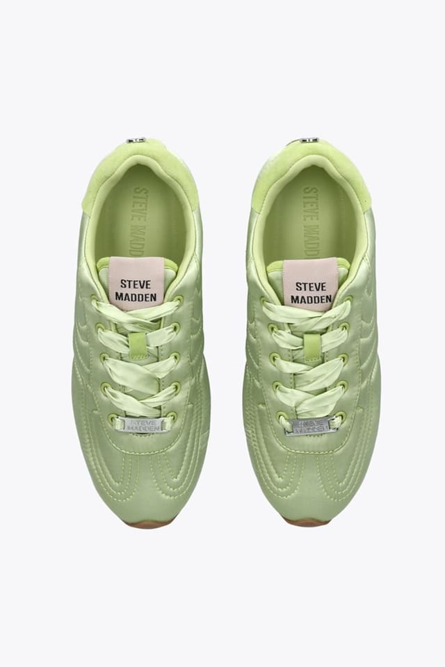 Steve Madden STEVE MADDEN Women's 'Abbi Green Satin' Satin Trainers in Bright Green - 2