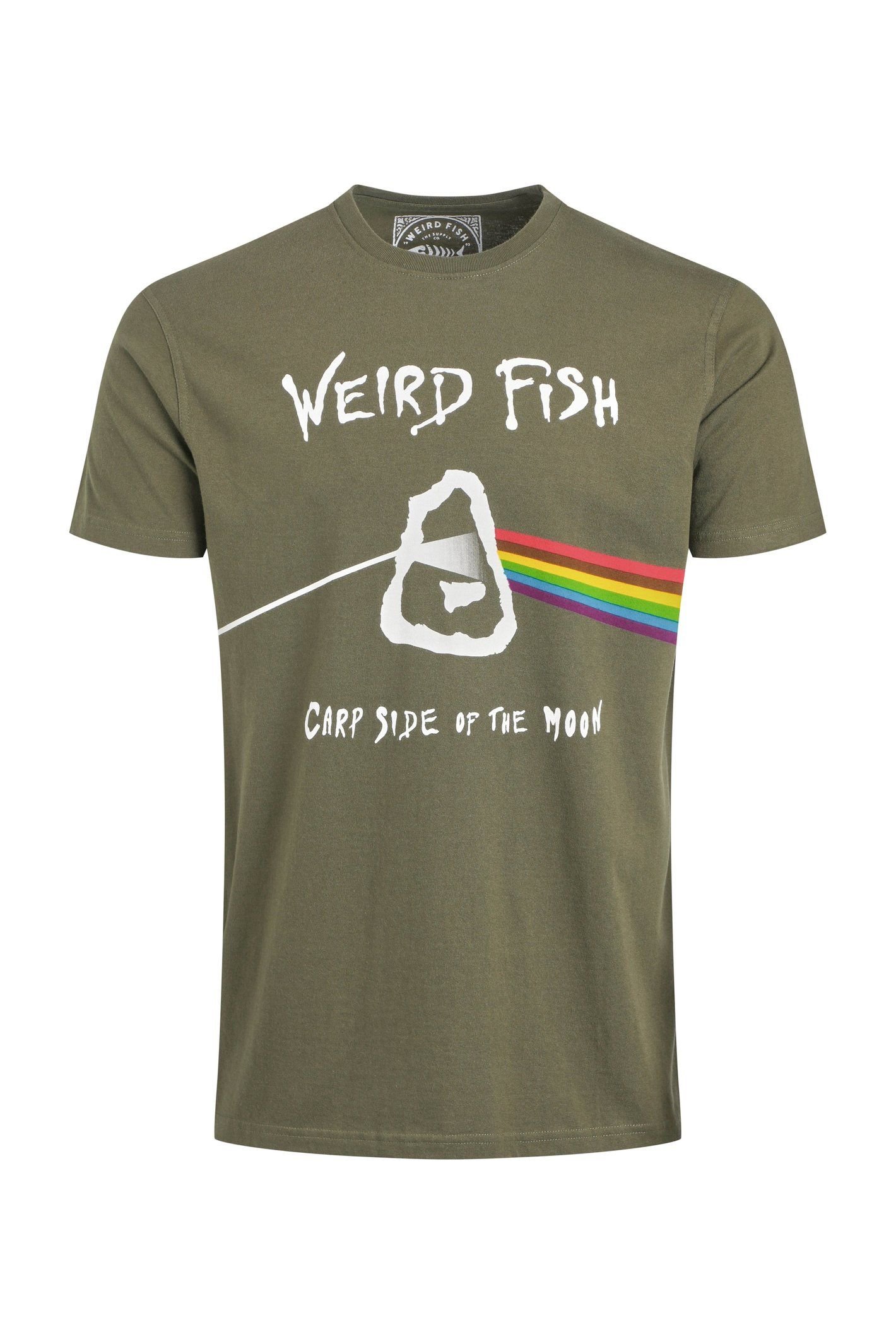 Weird Fish Weird Fish Men's Carp Side Front Print Artist T-Shirt in Dark Green - 2