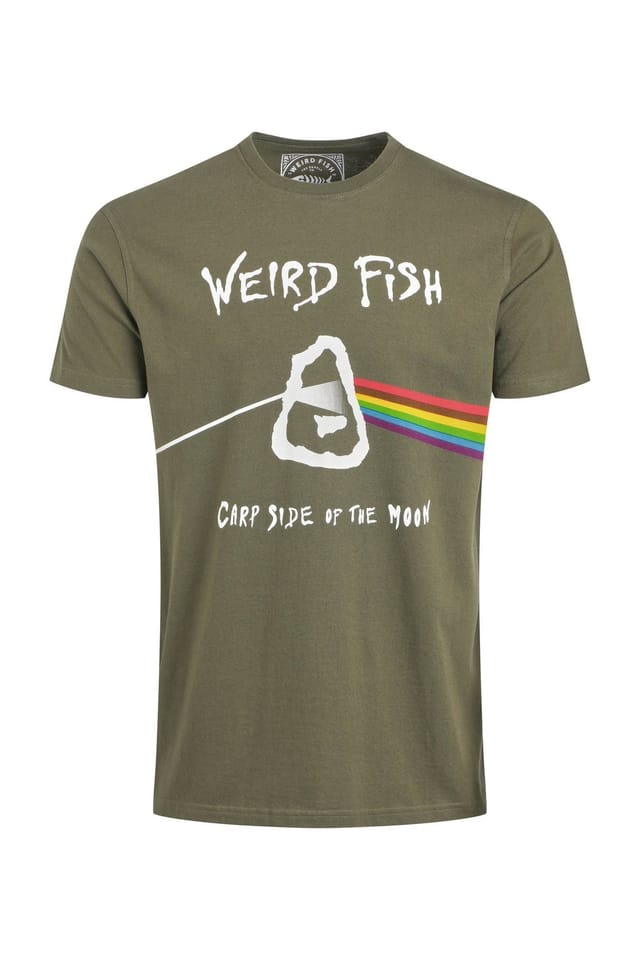 Weird Fish Weird Fish Men's Carp Side Front Print Artist T-Shirt in Dark Green - 2
