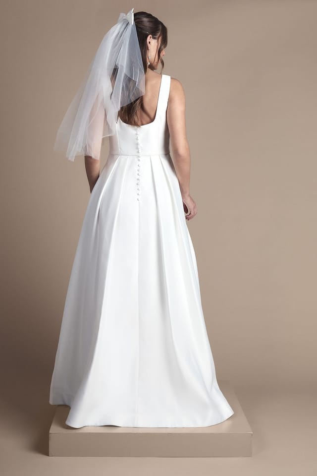 Coast Coast Women's Satin Pleat Bodice Full Skirt Wedding Dress in Ivory - 3