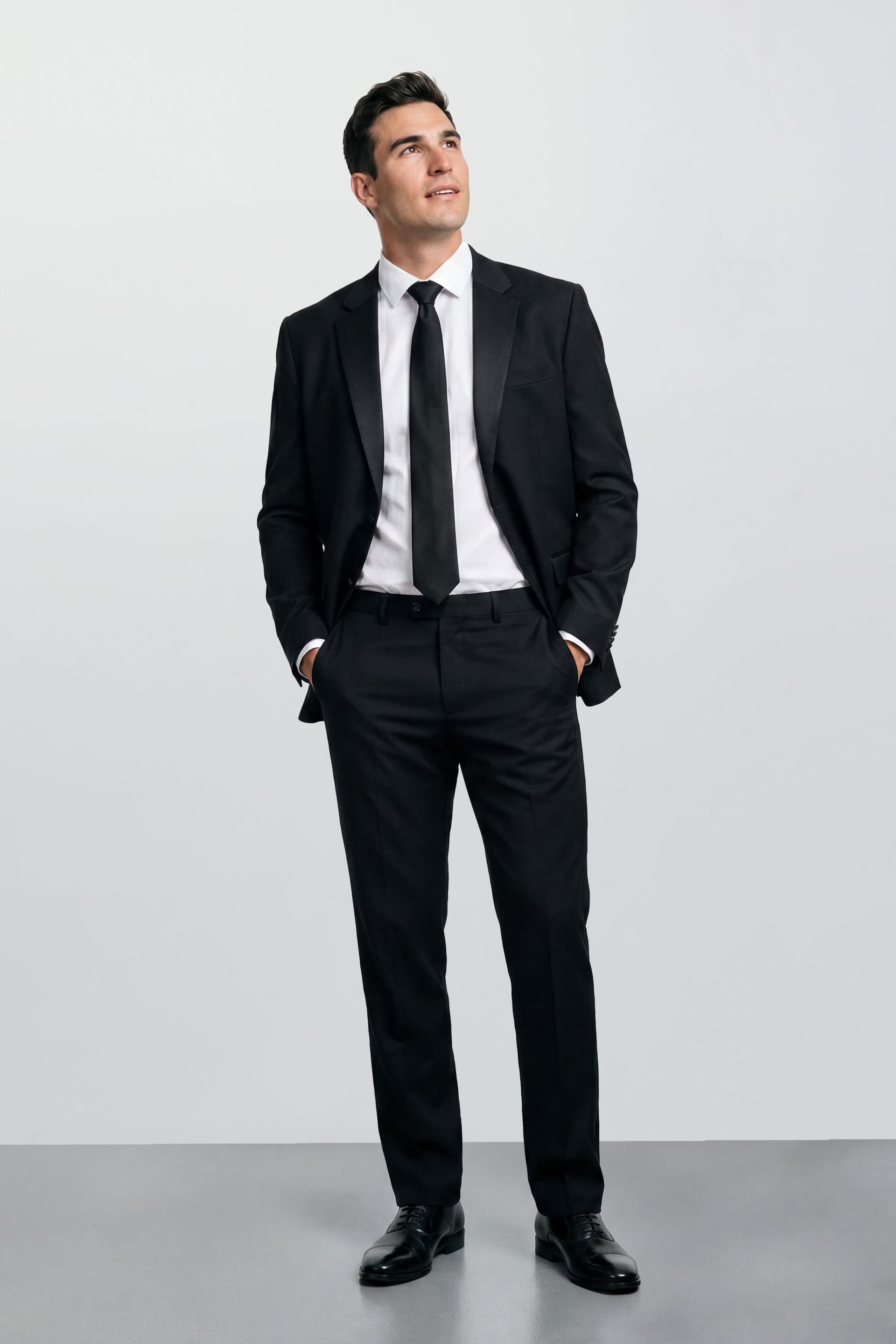 Burton Burton Men's Plus & Tall Black Essential Tuxedo Suit Jacket