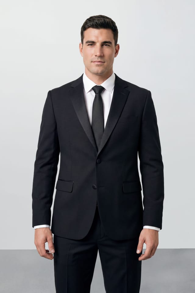 Burton Burton Men's Plus & Tall Black Essential Tuxedo Suit Jacket - 3