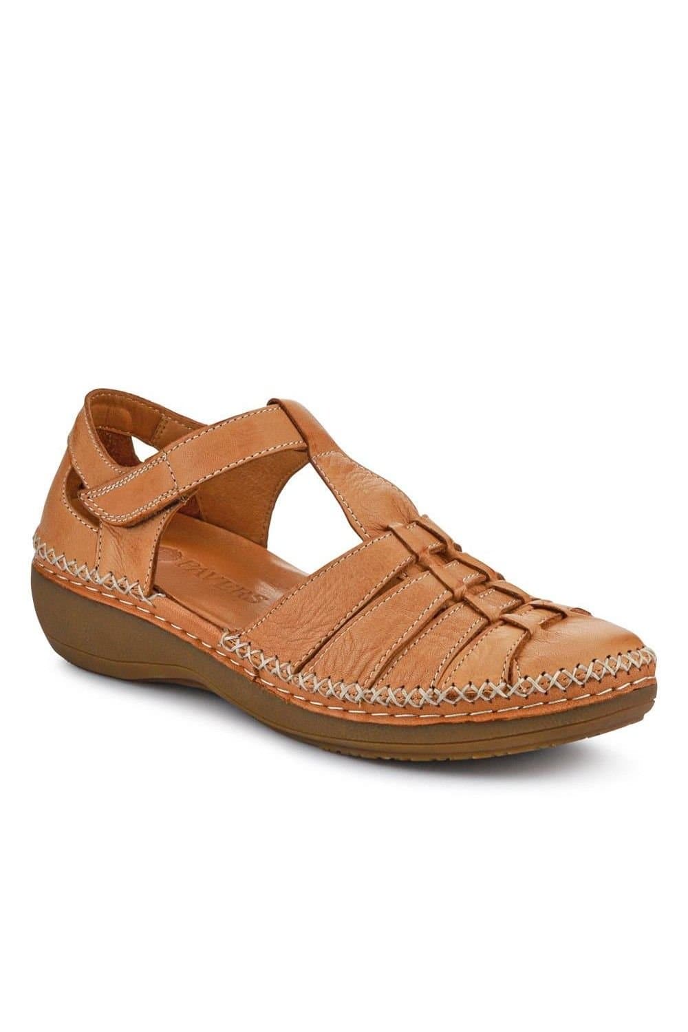 Pavers Pavers Women's Leather Touch Fasten Mary Janes in Brown