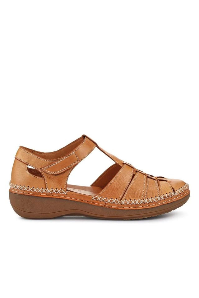 Pavers Pavers Women's Leather Touch Fasten Mary Janes in Brown - 2