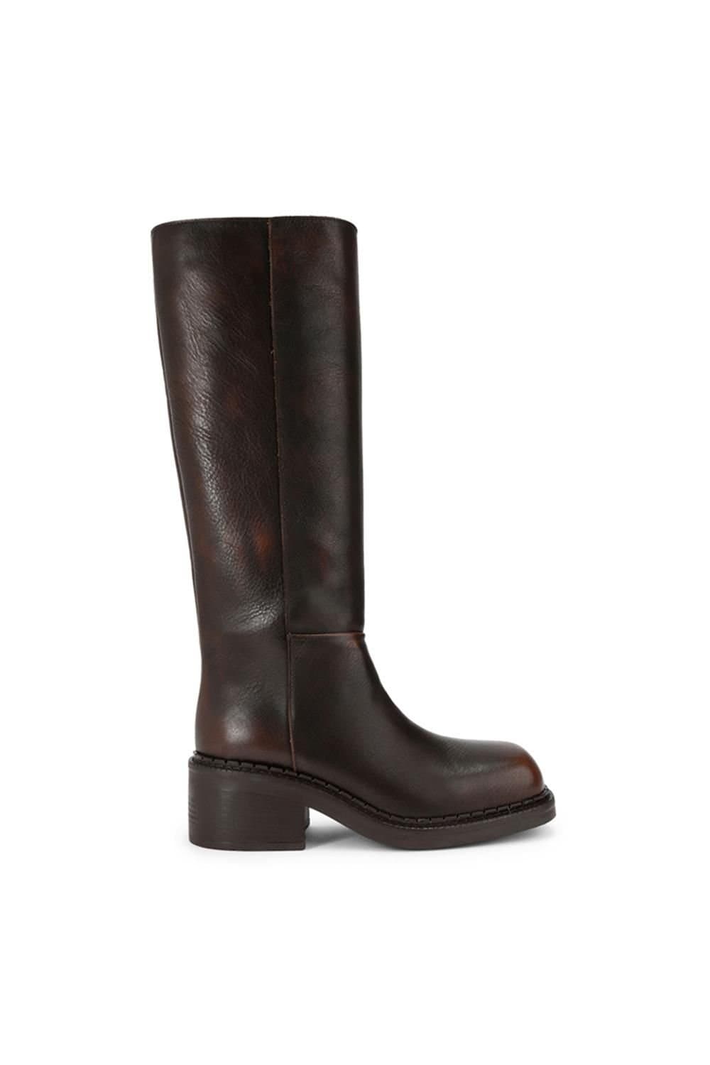 Steve Madden STEVE MADDEN Women's 'Davos Dark Brown' Leather Boots in Dark Brown