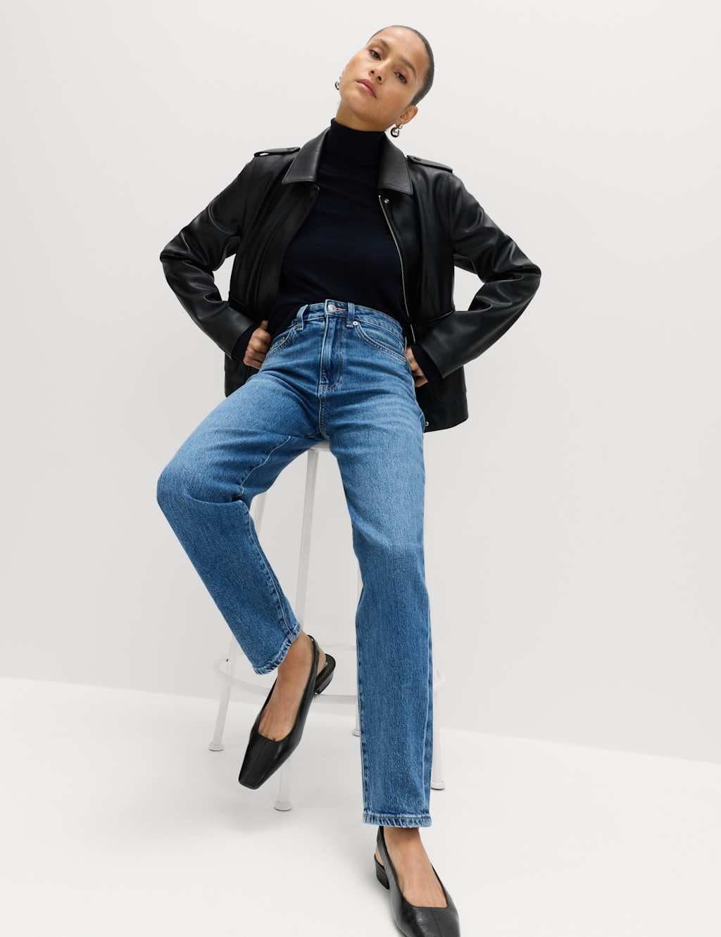Marks & Spencer M&S Mom High Waisted Ankle Grazer Jeans Medium Indigo