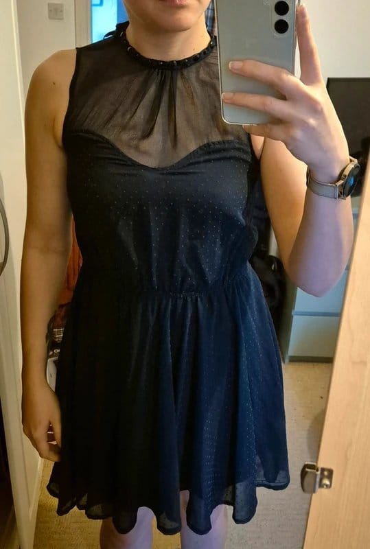 Bershka Navy Polka-Dot Mini Dress