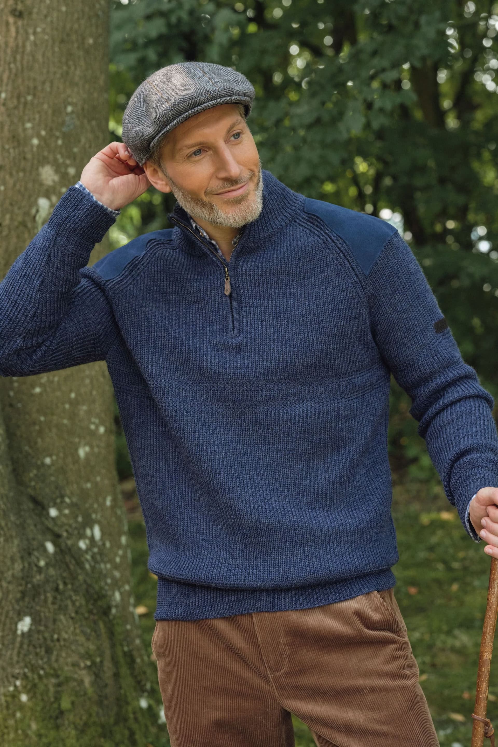 WoolOvers WoolOvers Men's Pure Wool Hill Walker Jumper in Blue