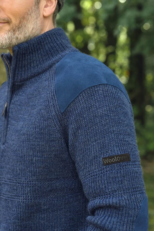 WoolOvers WoolOvers Men's Pure Wool Hill Walker Jumper in Blue - 2