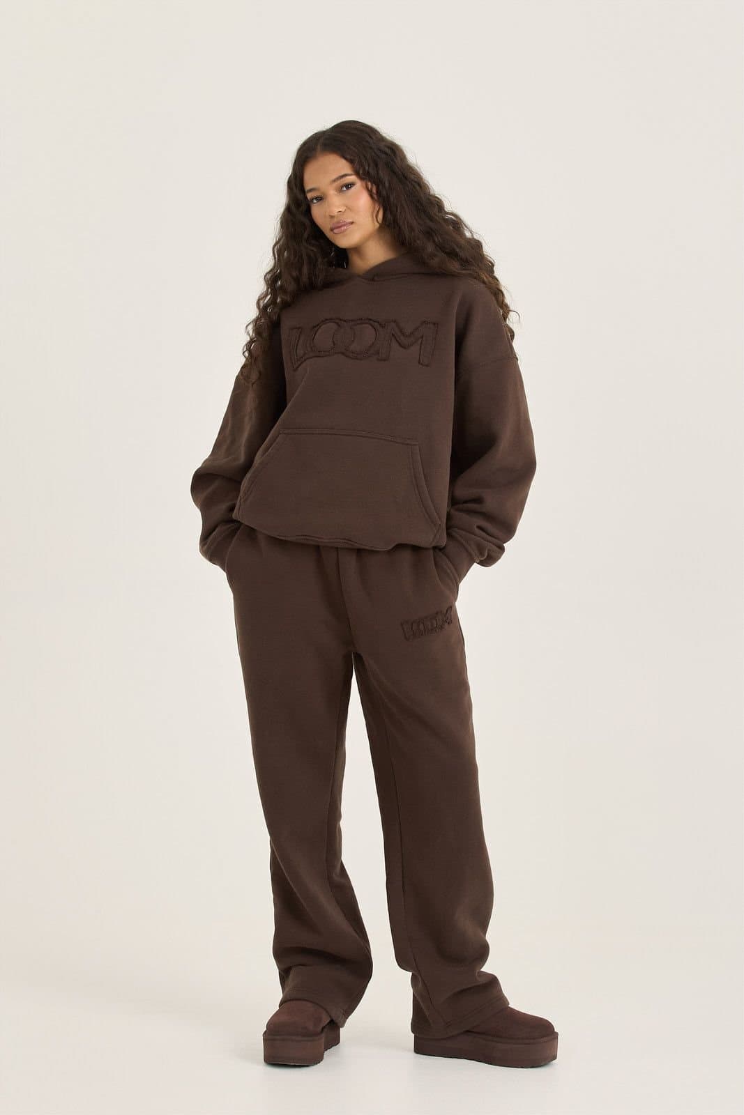 Loom Archives Loom Archives Women's LOOM Applique Washed Straight Leg Jogger in Chocolate