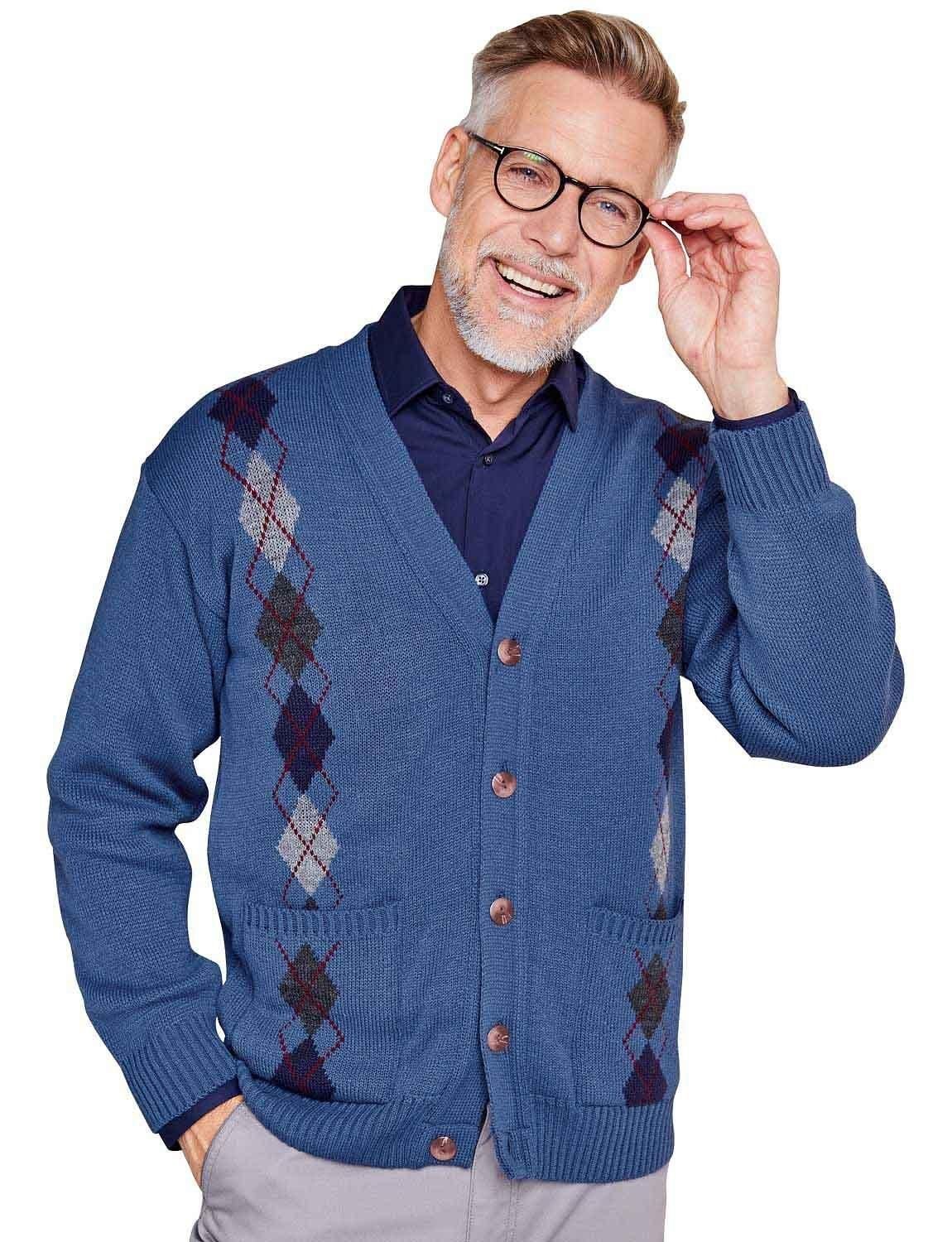 Tootal Tootal Men's Argyle Cardigan in Mid Blue - 2