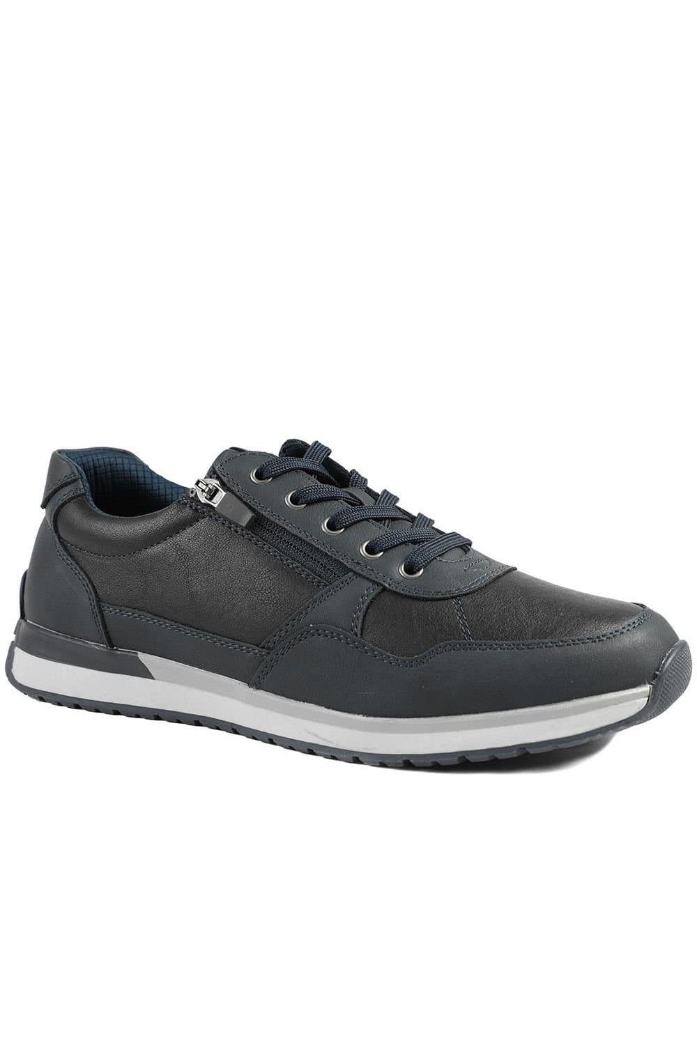 Pavers Pavers Men's Lace Up Trainer with Grip Sole in Navy