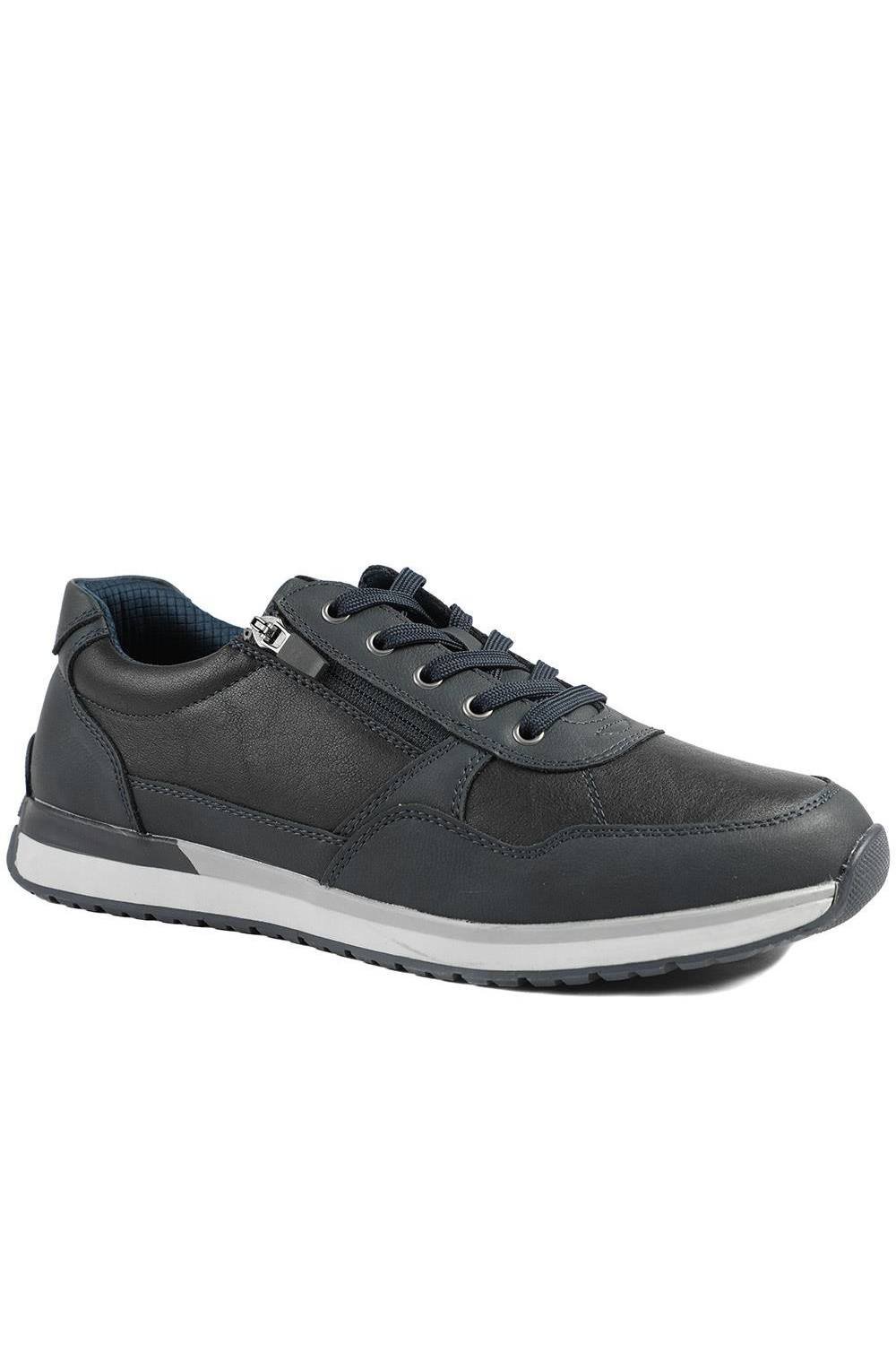 Pavers Pavers Men's Lace Up Trainer with Grip Sole in Navy - 3