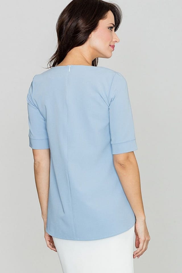 Love Lace Love Lace Women's Slightly Oversize Blouse with Pleated Front in Blue - 2