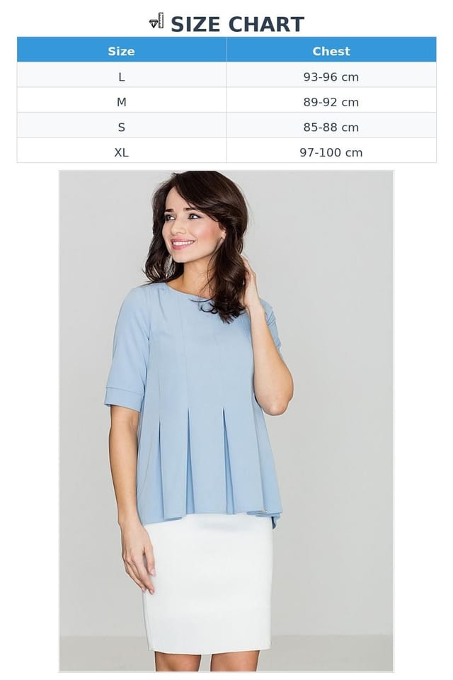Love Lace Love Lace Women's Slightly Oversize Blouse with Pleated Front in Blue - 3