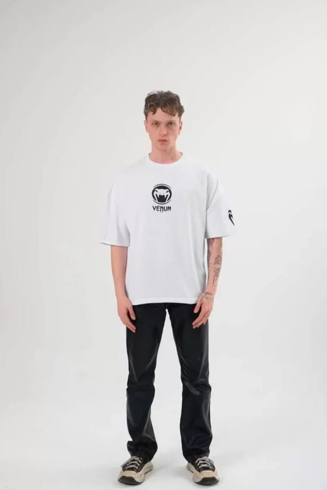 Janes Janes Men's Oversized Printed Crew Neck T-Shirt in White - 2