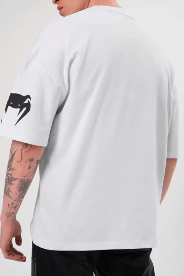 Janes Janes Men's Oversized Printed Crew Neck T-Shirt in White - 3