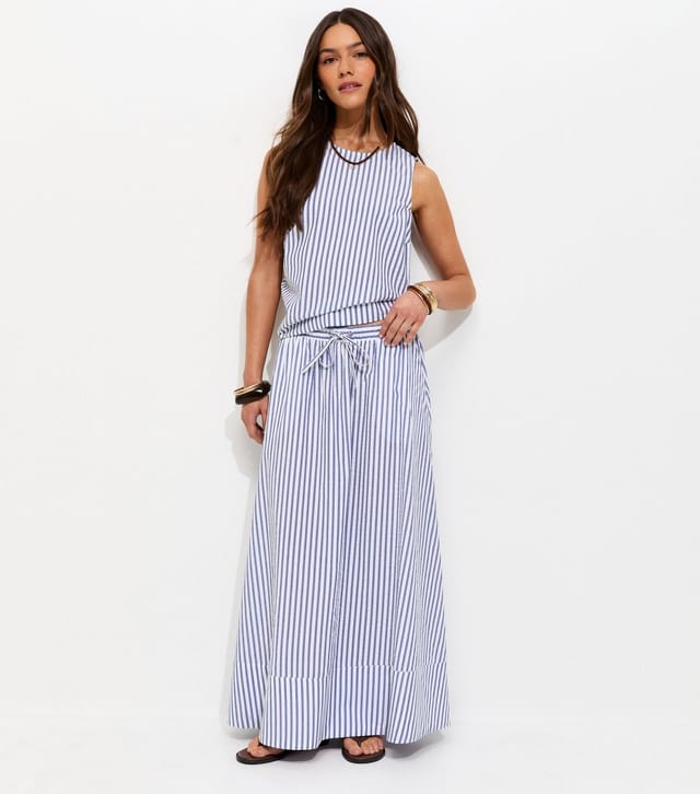 New Look Women's Petite Blue Striped Seersucker Circle Skirt New Look - 2