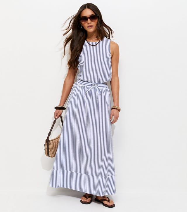 New Look Women's Petite Blue Striped Seersucker Circle Skirt New Look - 3
