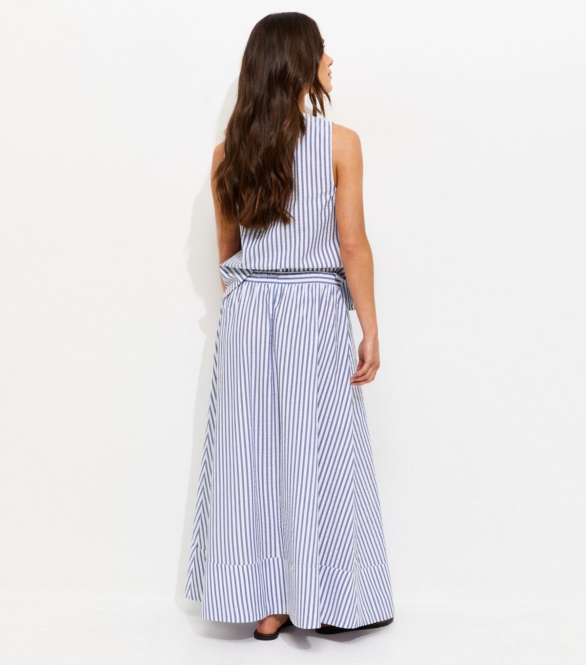 New Look Women's Petite Blue Striped Seersucker Circle Skirt New Look - 4