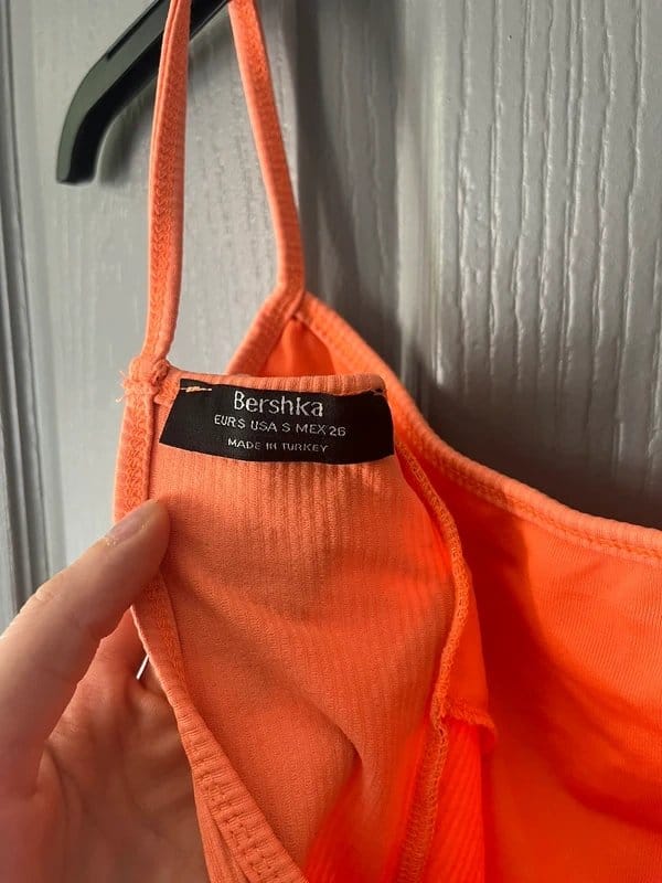 Bershka Bershka orange ribbed bodysuit with straps - 1