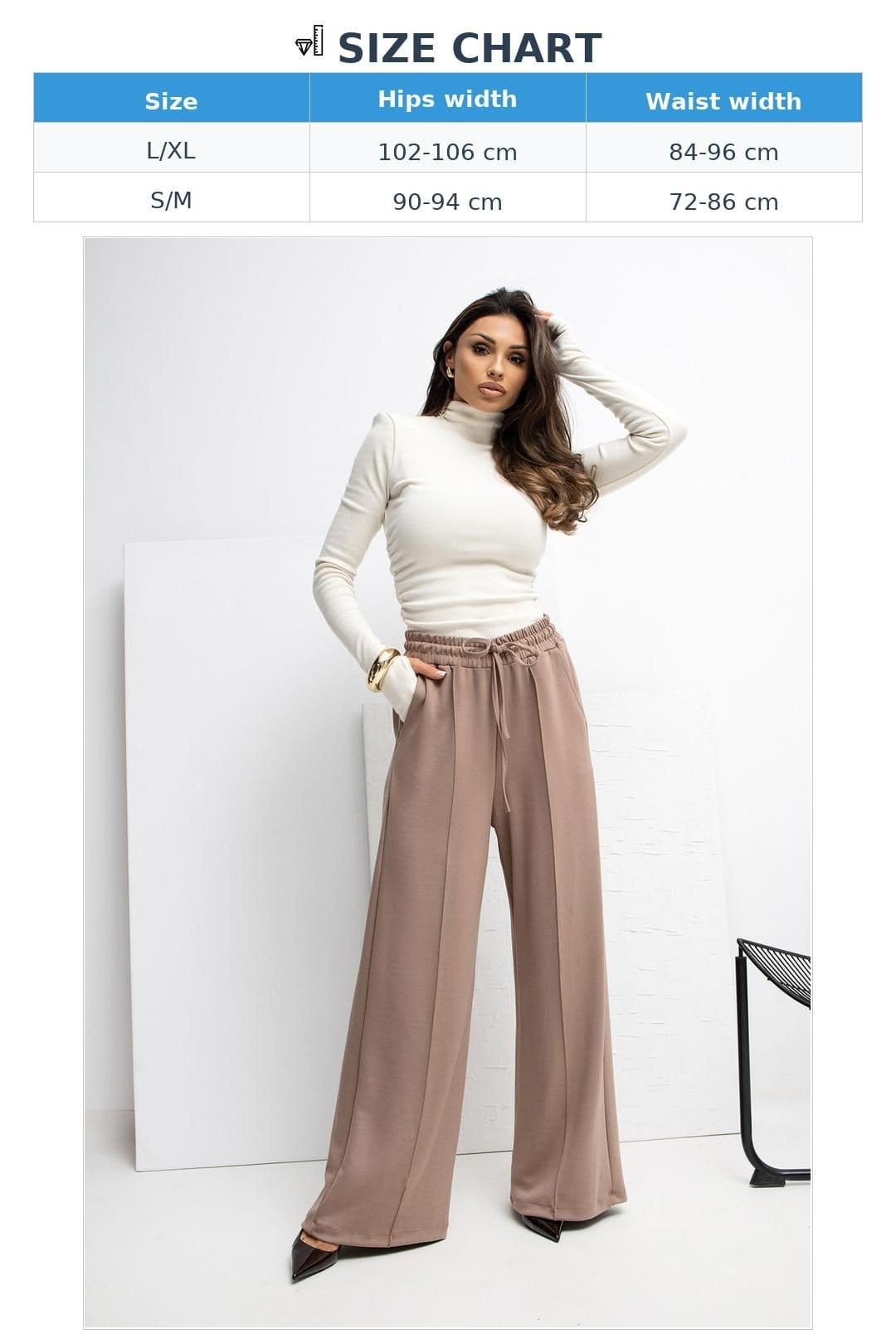 Love Lace Love Lace Women's Soft Palazzo Sweatpants with High Waist Tie in Beige - 4