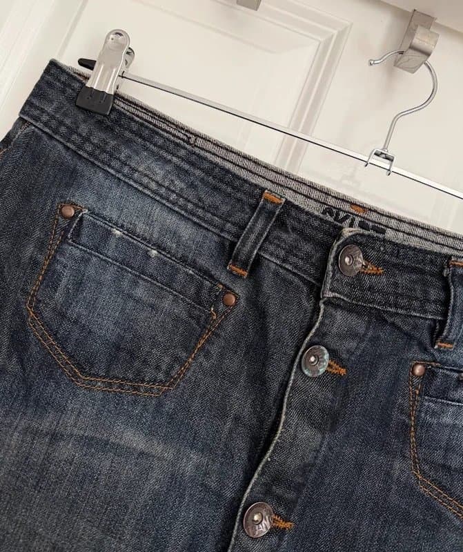 Next Next Y2K Dark Wash Denim Mini Skirt Size 14 Button Front Vintage Style