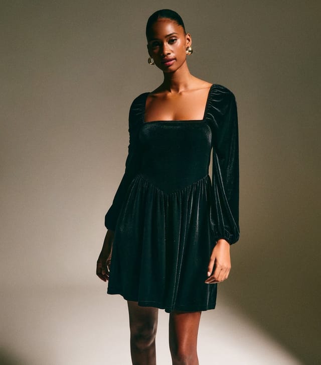 New Look Women's Black Velvet Square Neck Mini Dress New Look - 3