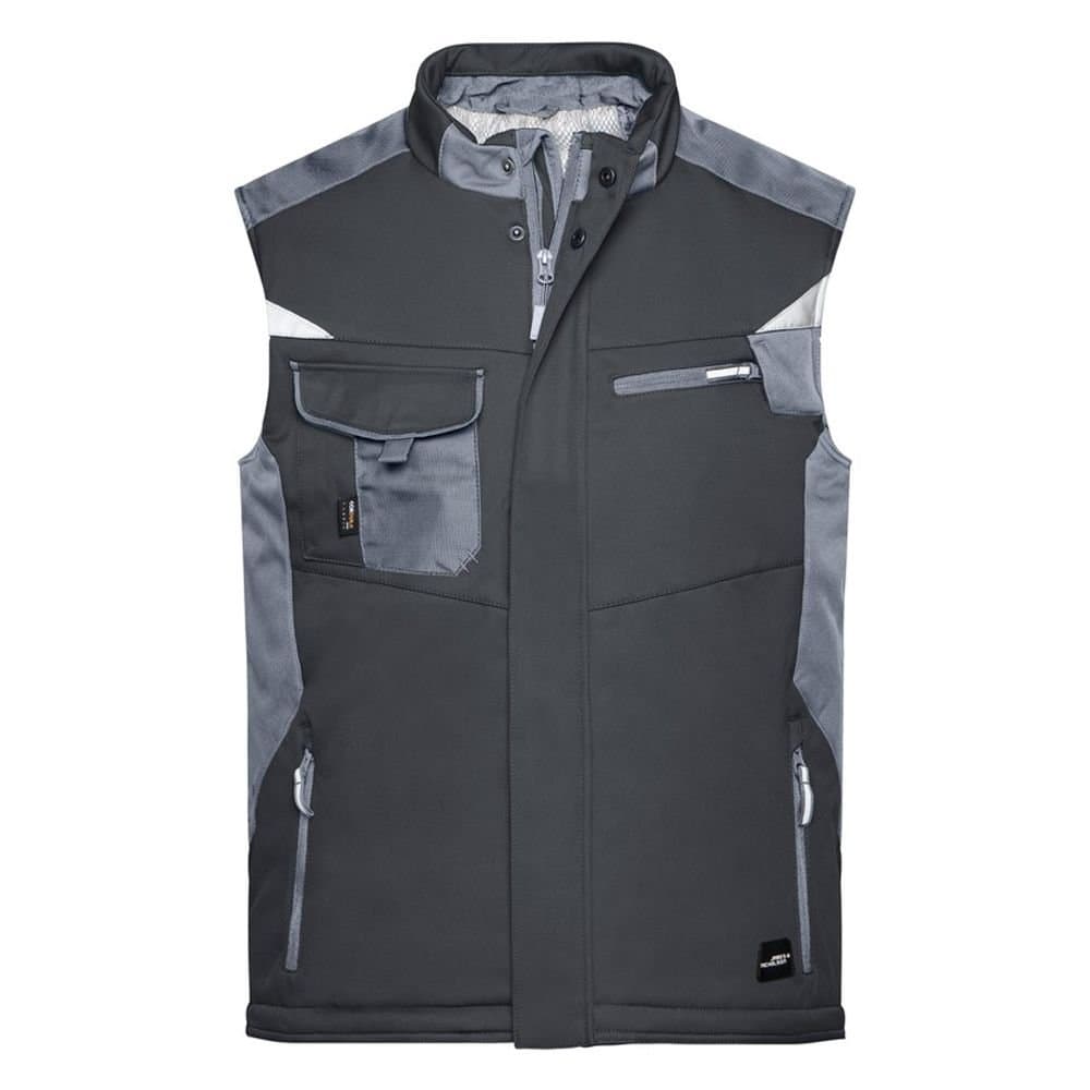 James and Nicholson James and Nicholson Men's Softshell Durable Gilet in Dark Grey