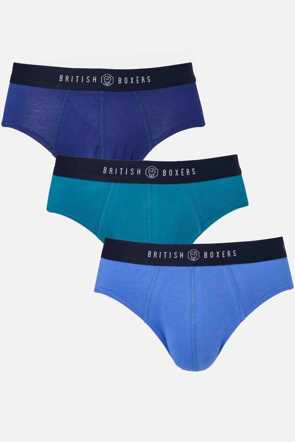 British Boxers British Boxers Men's Pack of Three "Summertime Blues" Cotton Briefs
