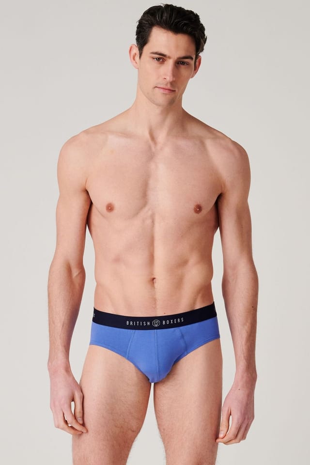 British Boxers British Boxers Men's Pack of Three "Summertime Blues" Cotton Briefs - 3