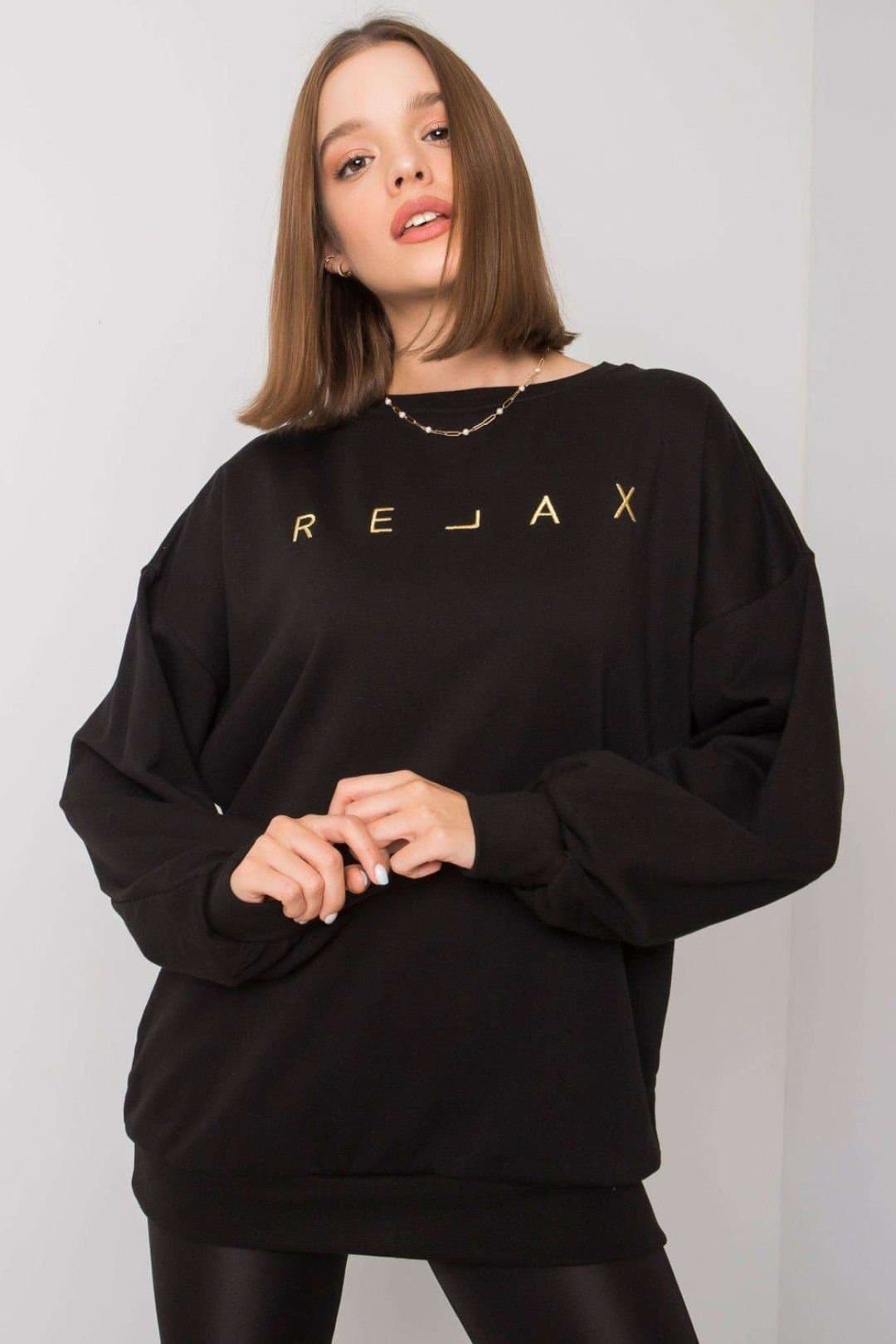 Love Lace Love Lace Women's Long Sleeve Crewneck Sweatshirt for Everyday Wear in Black