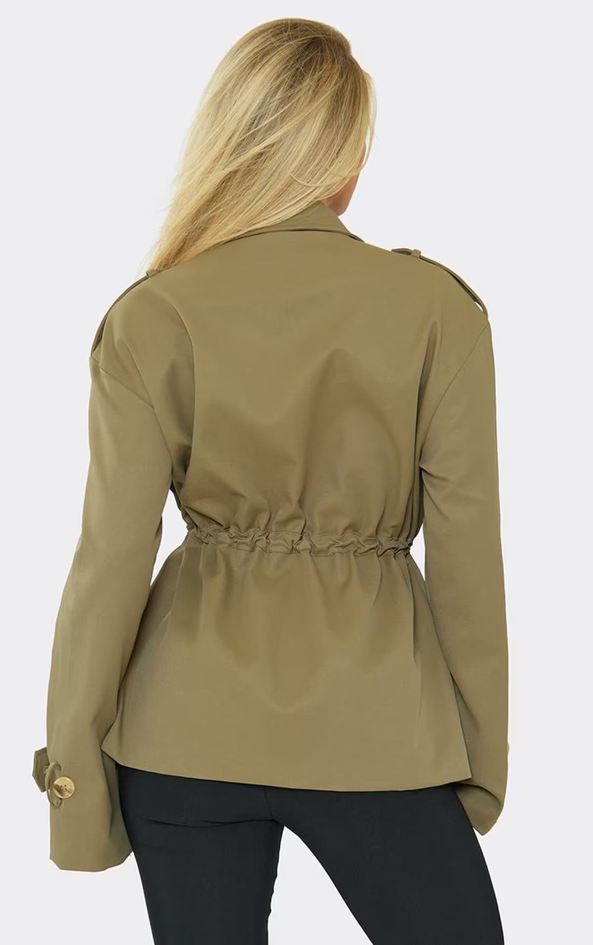 EGO EGO Khaki Long Sleeve Pocket Detail Cinched Waist Jacket