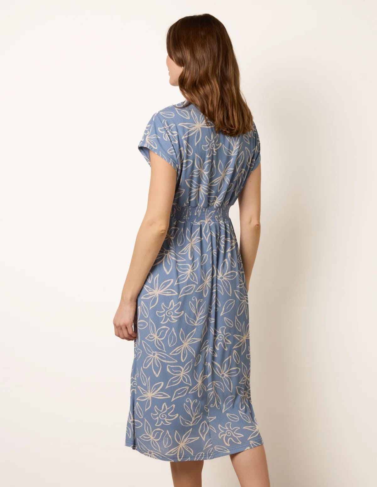 Blue Vanilla Floral Wrap Front Elasticated Waist Midi Dress - 4