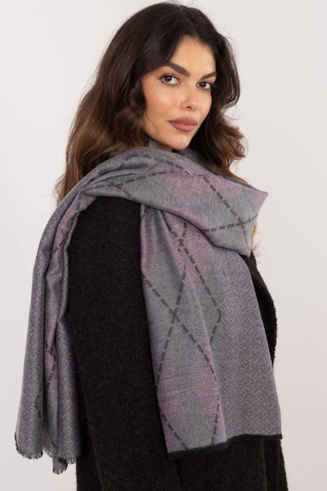 Love Lace Love Lace Women's Elegant Geometric Viscose Scarf Lightweight Soft for Any Outfit in Grey - 2