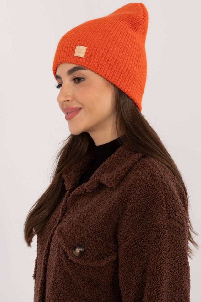 Love Lace Love Lace Women's Soft Acrylic Beanie Hat with Smooth Monochrome Front Patch Comfort Fit in Orange - 2