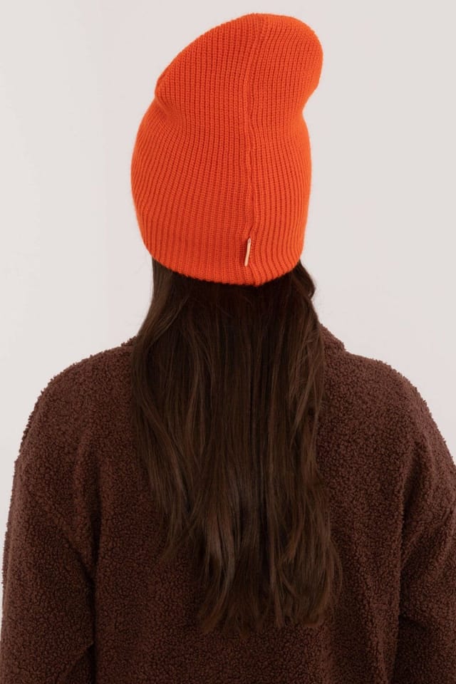 Love Lace Love Lace Women's Soft Acrylic Beanie Hat with Smooth Monochrome Front Patch Comfort Fit in Orange - 3