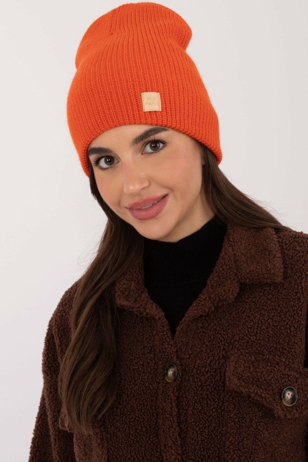 Love Lace Love Lace Women's Soft Acrylic Beanie Hat with Smooth Monochrome Front Patch Comfort Fit in Orange - 4