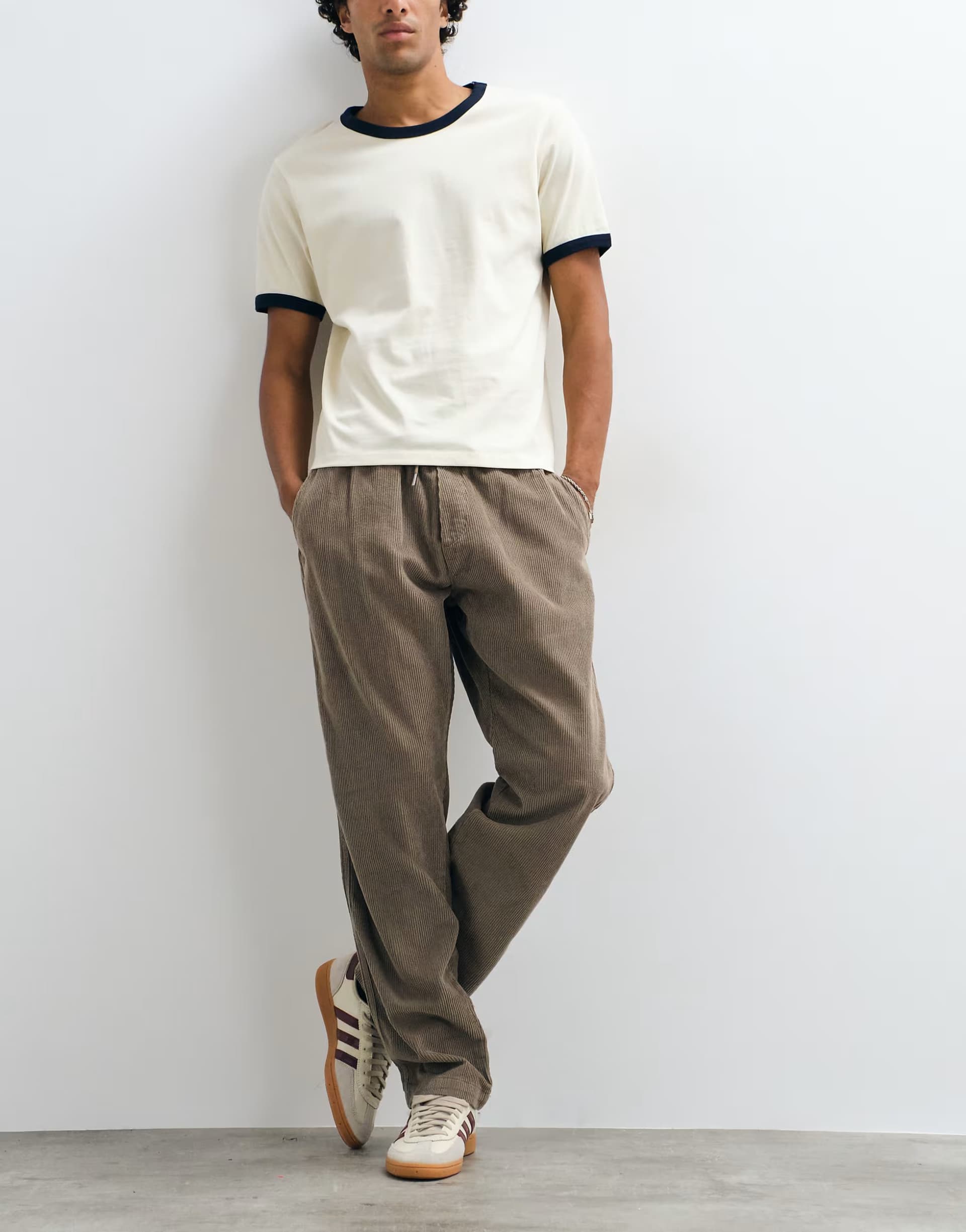 ASOS Jack & Jones drawstring cord trousers in beige